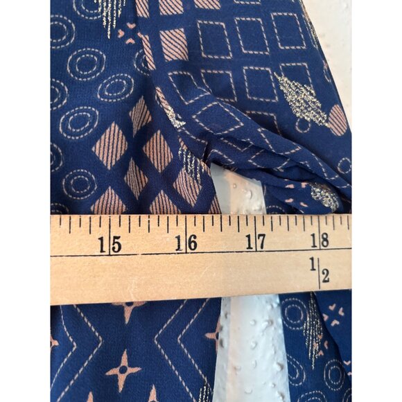 Anthropologie Current Air XS Taken In Teal Gold Navy Mini Dress Pleated - Picture 10 of 13